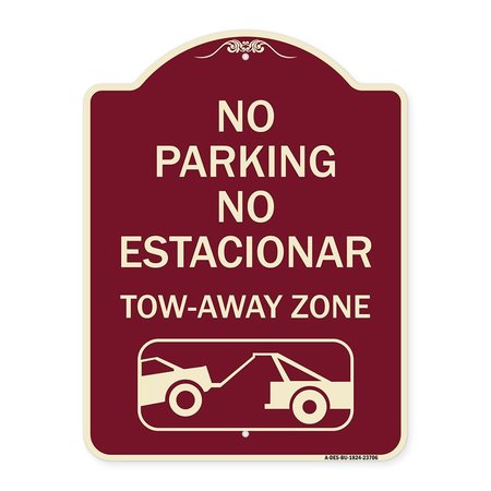 SIGNMISSION No Parking No Estacionar Tow Away Zone Directional Arrow Tacionamiento Zona De Carga, BU-1824-23706 A-DES-BU-1824-23706